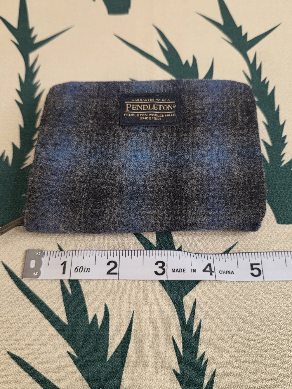 Pendleton Gray and Blue Wool Zip Pouch